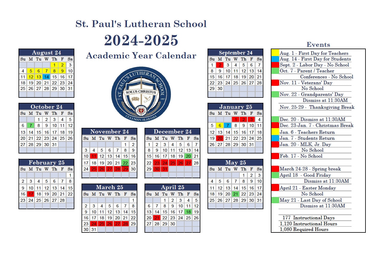 2024 -2025 School Calendar