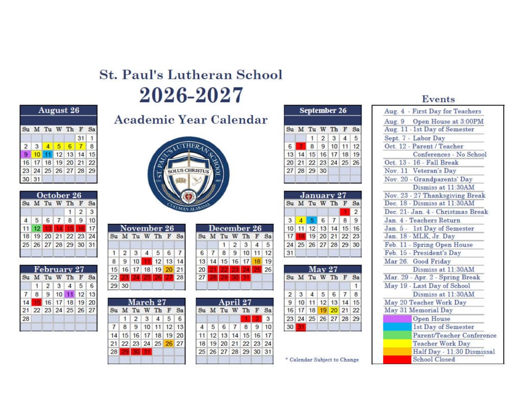 Calendar 2026-2027